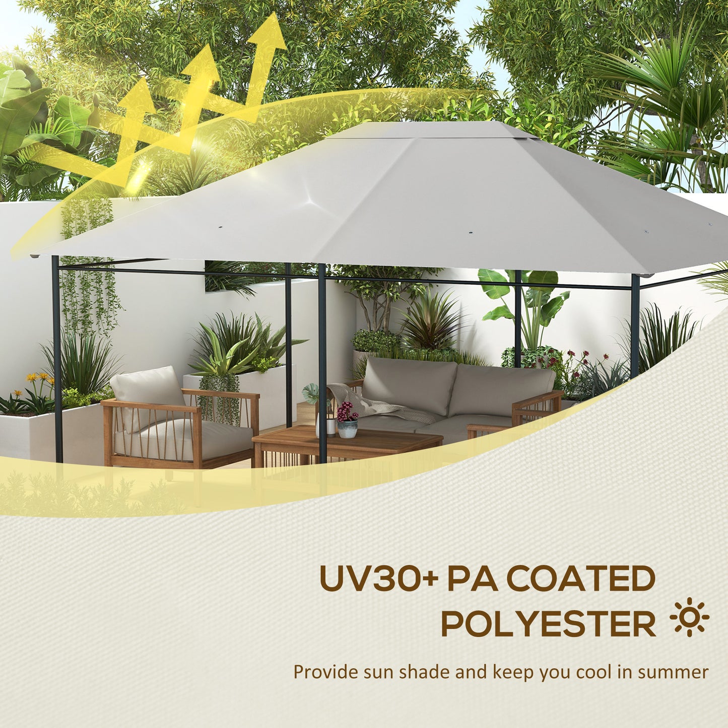 Replacement Canopy for 10' x 13' Gazebo - Light Gray