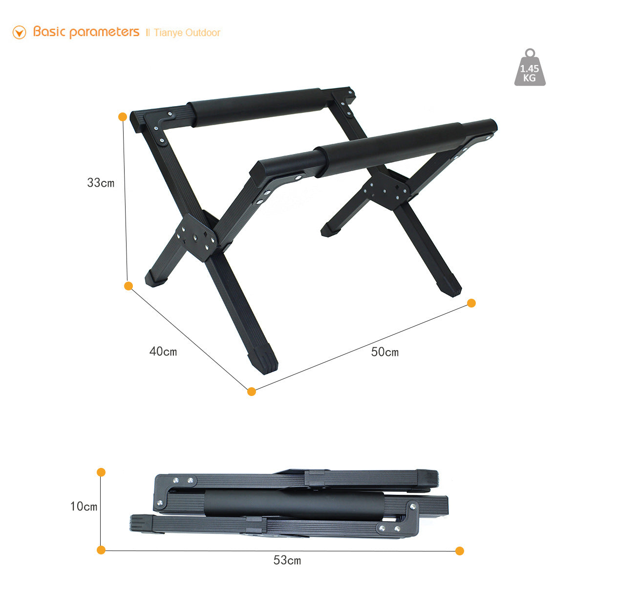 Foldable Ice Bucket Rack for Outdoor Use - Aluminum Alloy Storage Shelf Black
