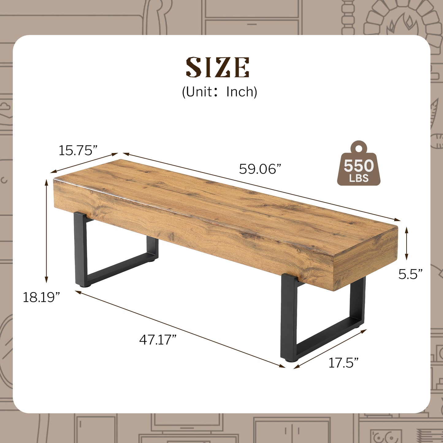 59 Wood Bench For Bedroom End Of Bed, Farmhouse Indoor Kitchen Table