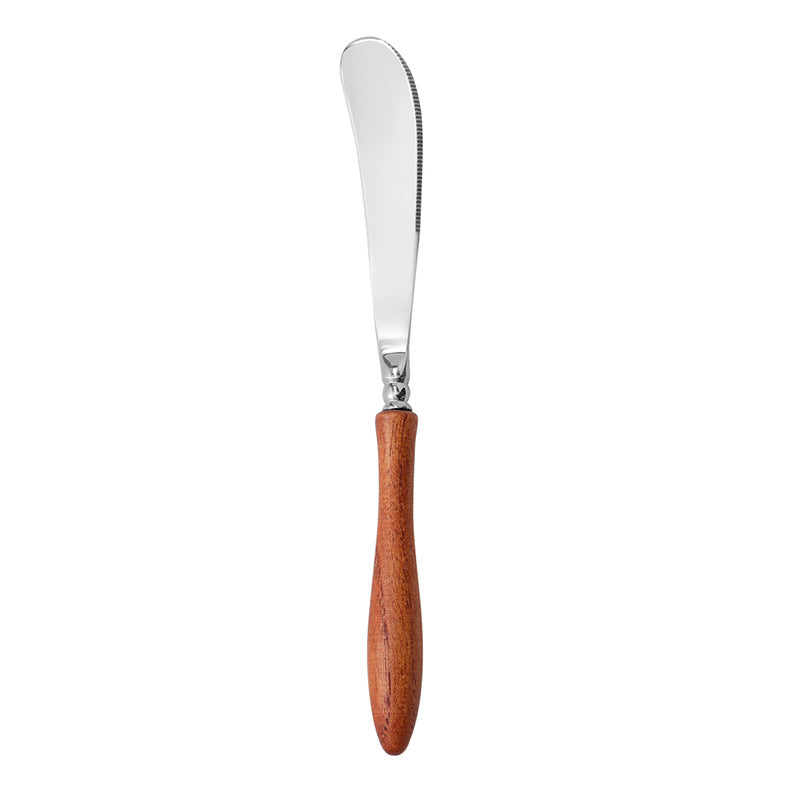 Stainless Steel Cutlery Set with Wooden Handles - Forks Spoons Knives
