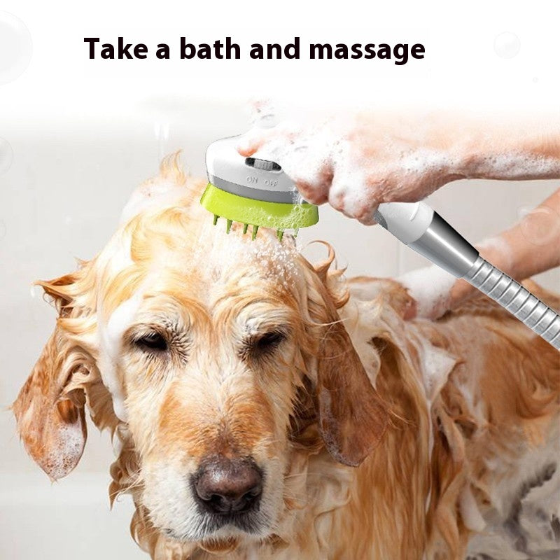Dog Shower Head Massage Brush - Adjustable Water Spray for Pet Bathing