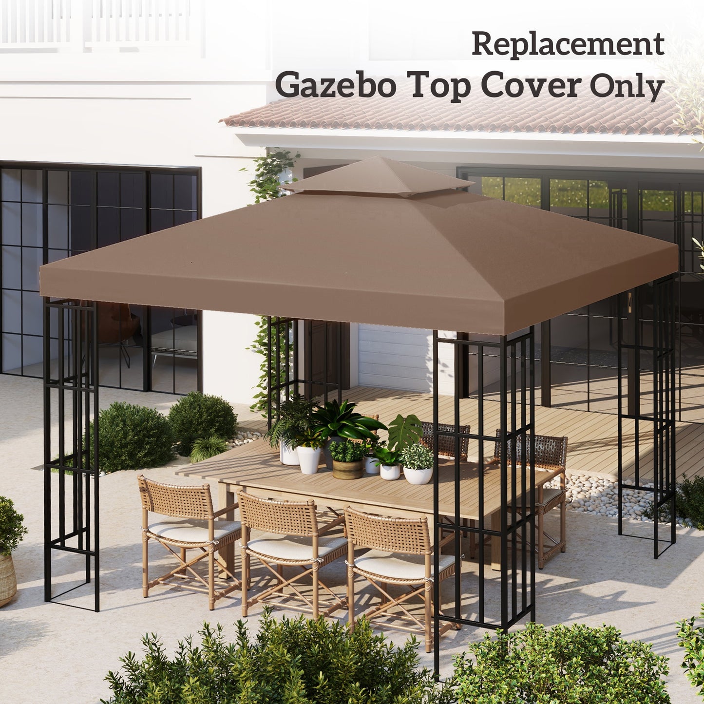 Replacement Canopy for 9.84' Gazebo - Coffee 2-Tier Top Cover