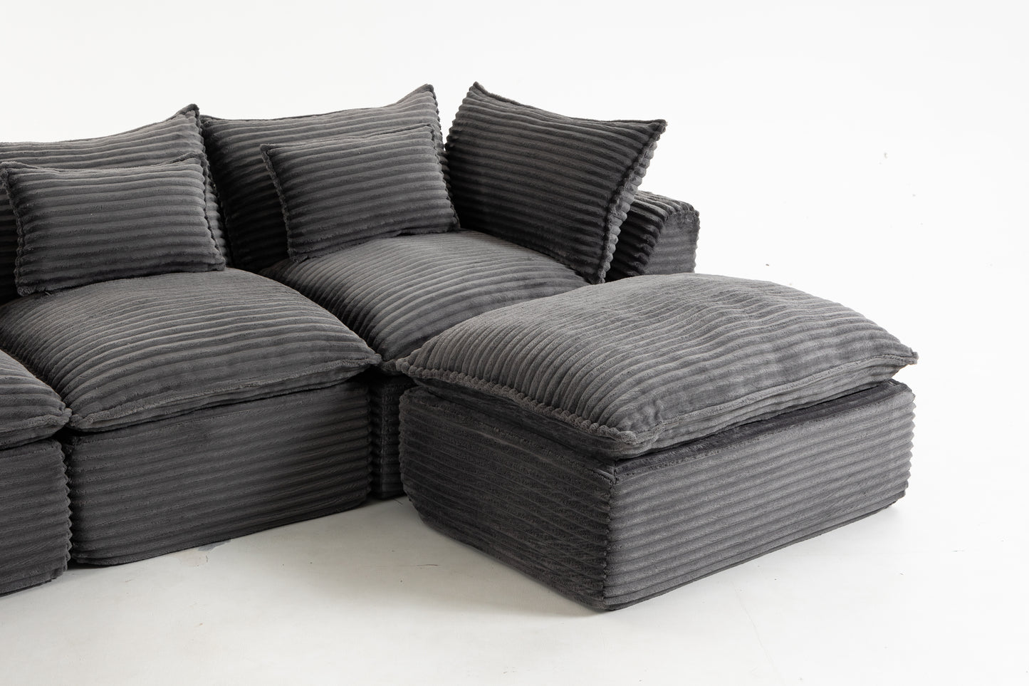 Oversized Modular Sectional Sofa - 129.8" Wide, Antique Grey