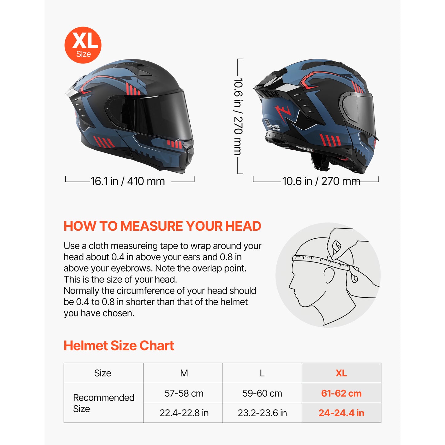 Modular Motorcycle Helmet with Flip Up Full Face Design Dual Visor Lightweight Safety Gear for Adults