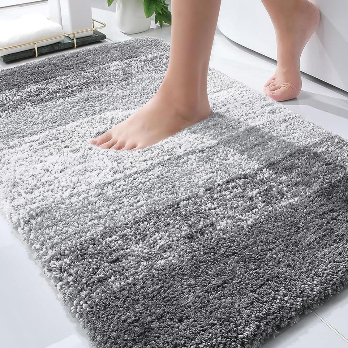 Extra Soft Microfiber Bath Mat with Rubber Backing - Gray