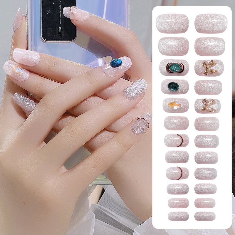 Fake Nail Patches with Jelly Glue - 24 Pieces, 042# Color