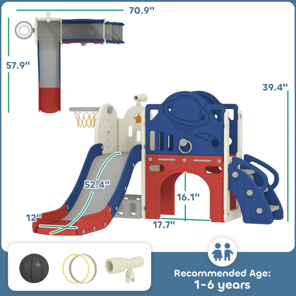 Toddler Slide Set with Basketball Hoop - Indoor/Outdoor Playground