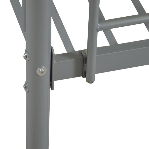 Iron Bed Bunk With Ladder For Kids Twin Size Gray