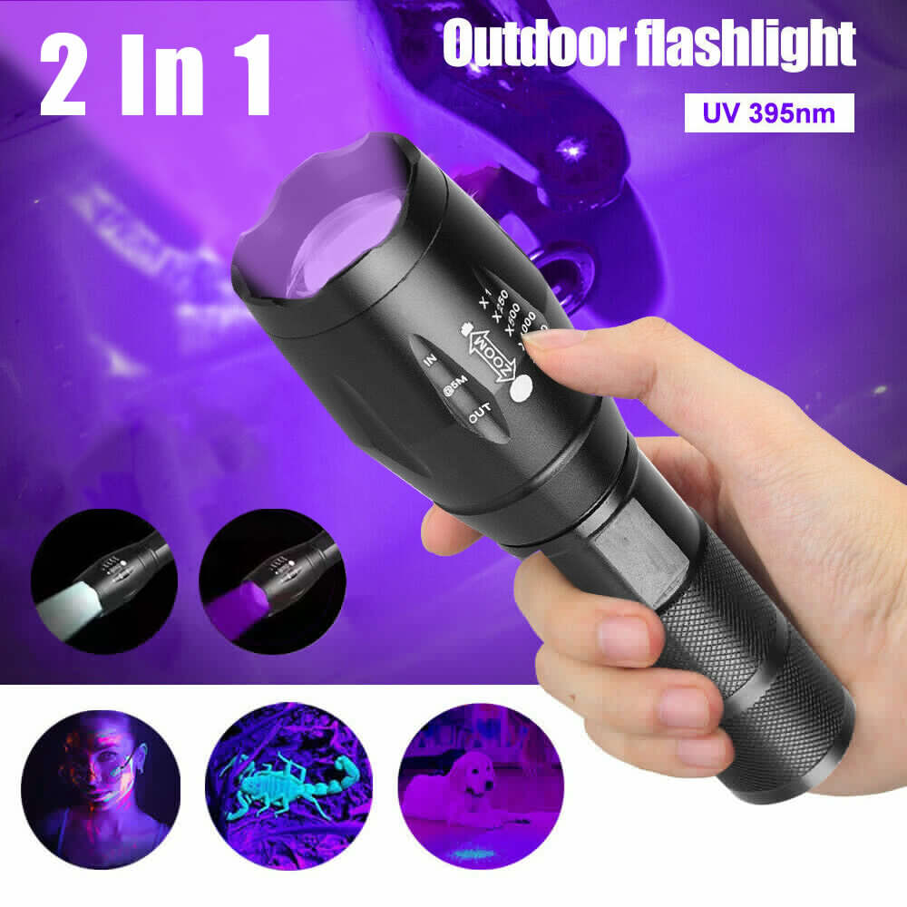 UV Flashlight 2-in-1 Blacklight Lamp for Currency & Inspection 395nm Mini Pocket Torch