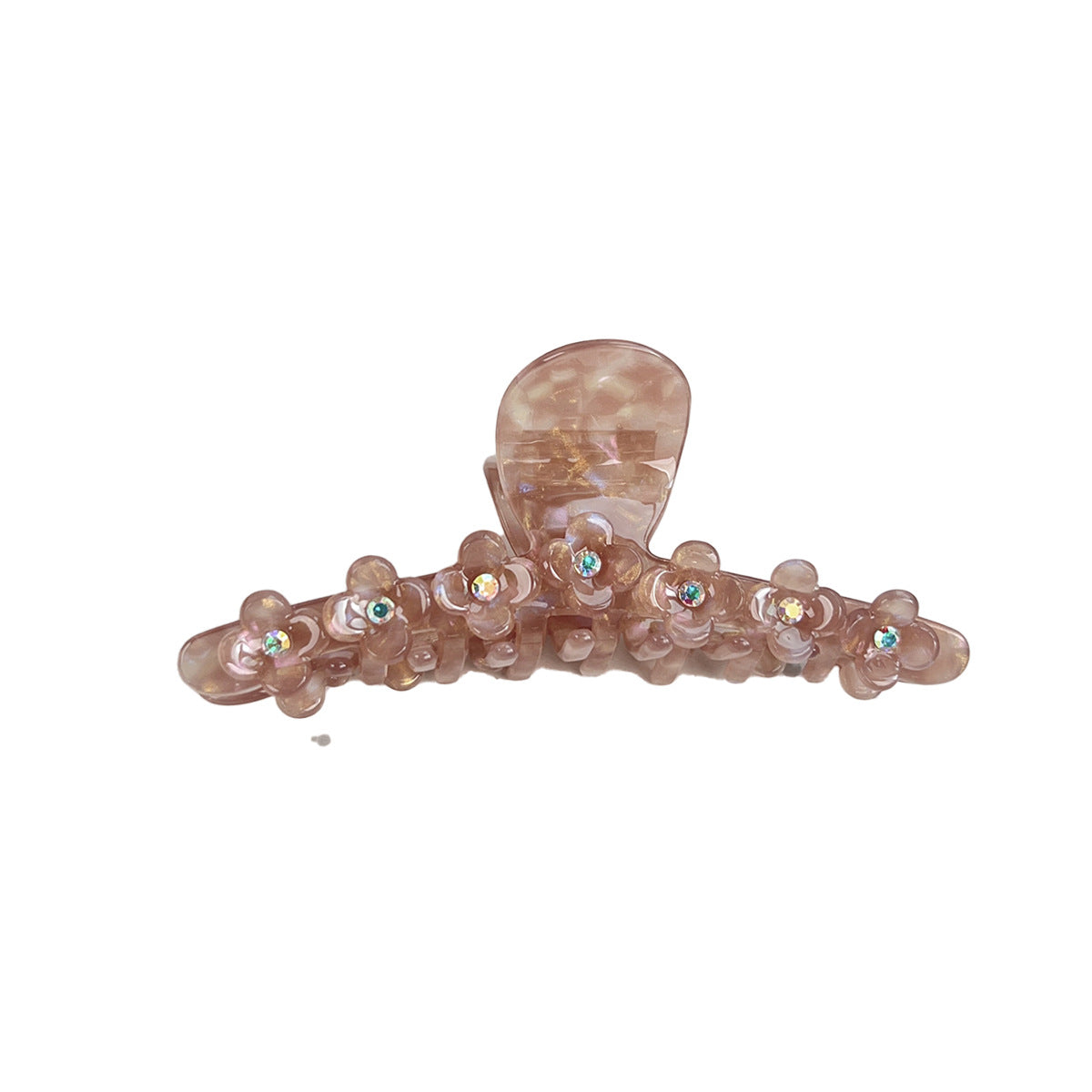 Floral Rhinestone Hair Clip - Handmade Acetate