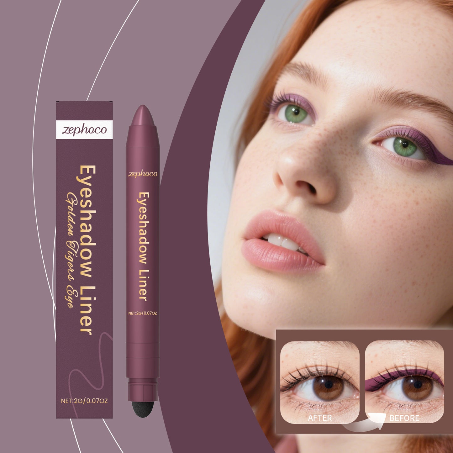 2-in-1 Eye Pencil with Gold Tiger's Eye for Makeup - 2g