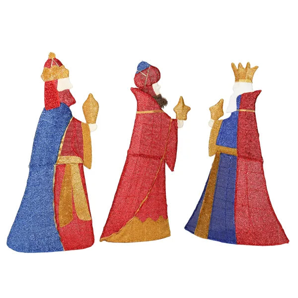 Lighted Three Kings Christmas Decorations Set - 80 LED Lights