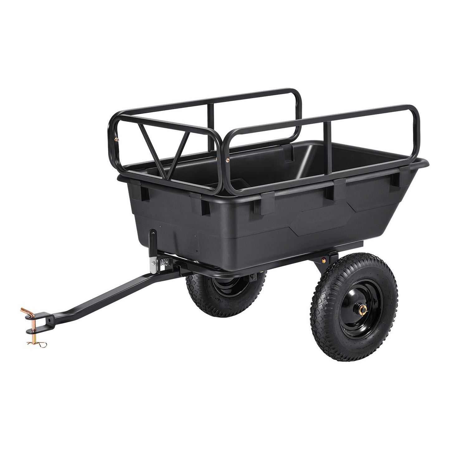 500 Lb Capacity Tow-Behind Garden Trailer Cart with 10 Cu Ft Load - Black