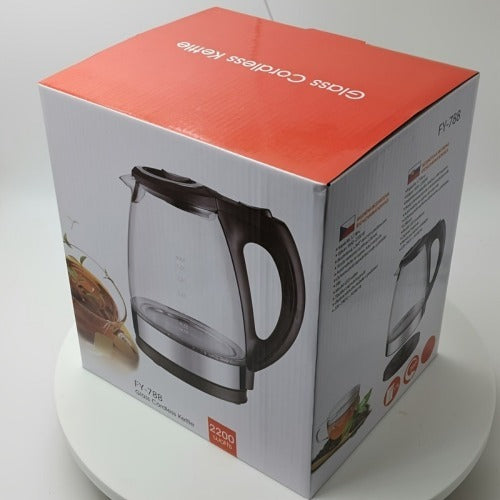 Electric Kettle 1.7L Glass Tea & Hot Water Boiler 1200W with Stainless Steel Filter