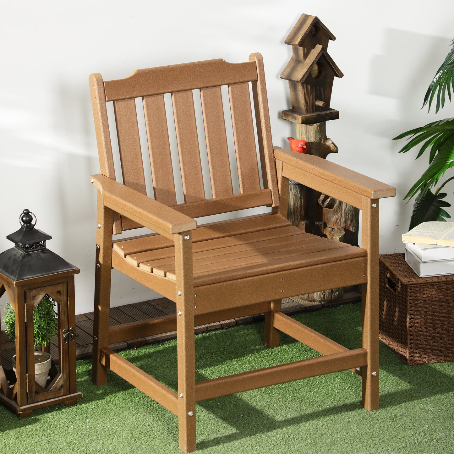 HDPE Outdoor Dining Chair - Heavy Duty, Water-Resistant, Brown