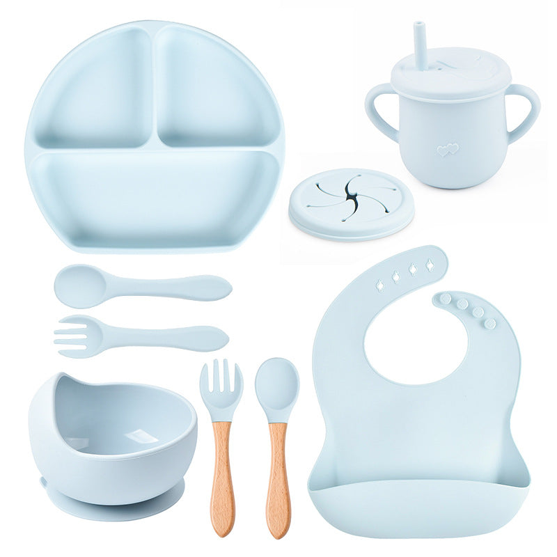 Silicone Solid Color Baby Tableware Set - Child Safe Dinnerware Kit