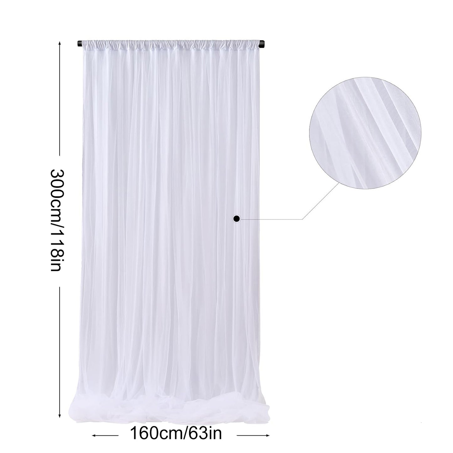 Wedding White Background Curtain - 160x300cm Polyester Backdrop