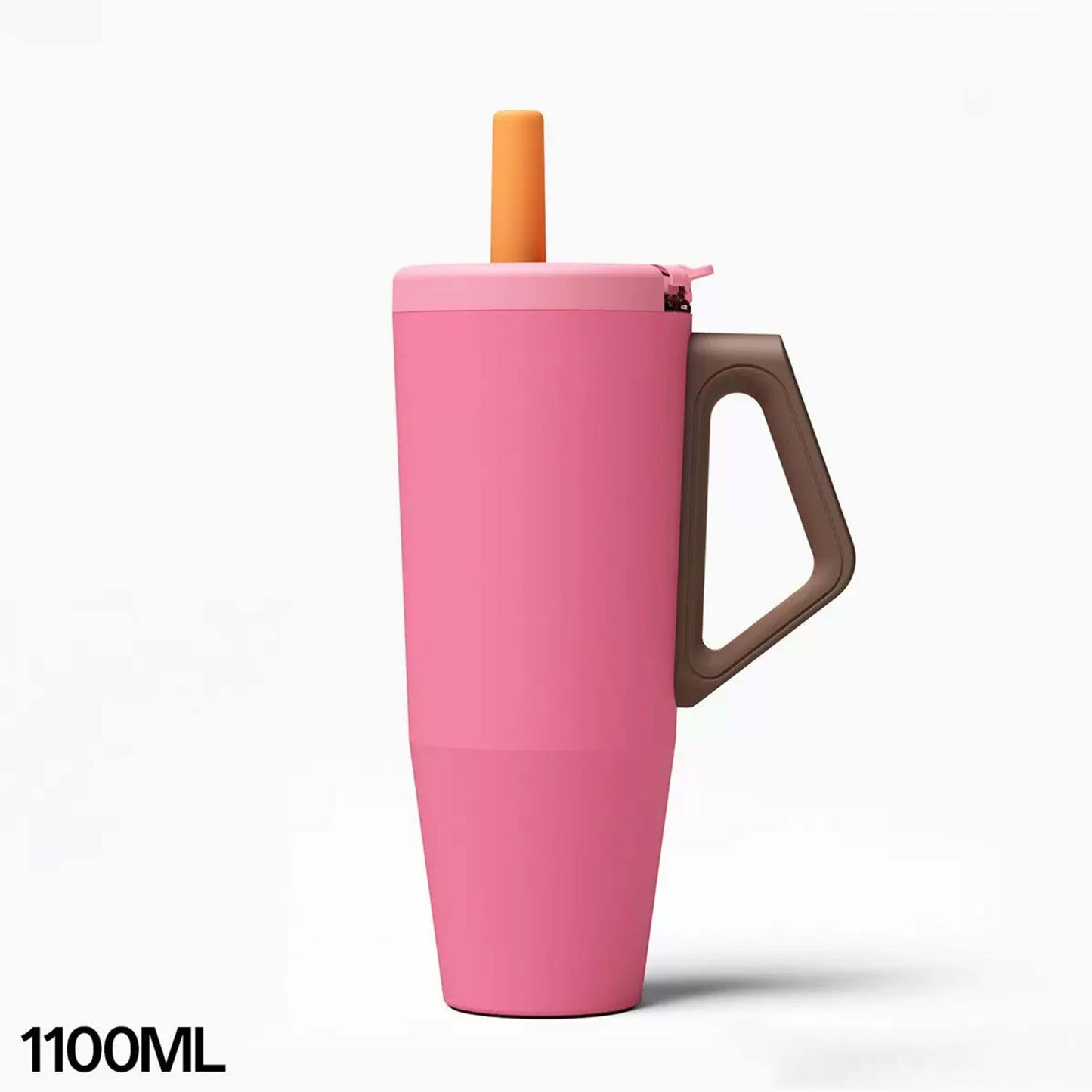 Insulated Stainless Steel Cup with Handle and Straw - 1100ml Multiple Colors