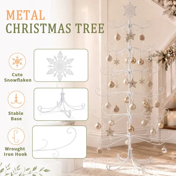 6ft White PVC Artificial Christmas Tree with Snowflake Topper