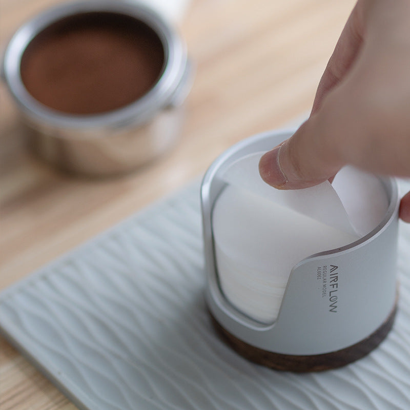Universal Coffee Filter Paper Holder - Modern Aluminum & Wood Design