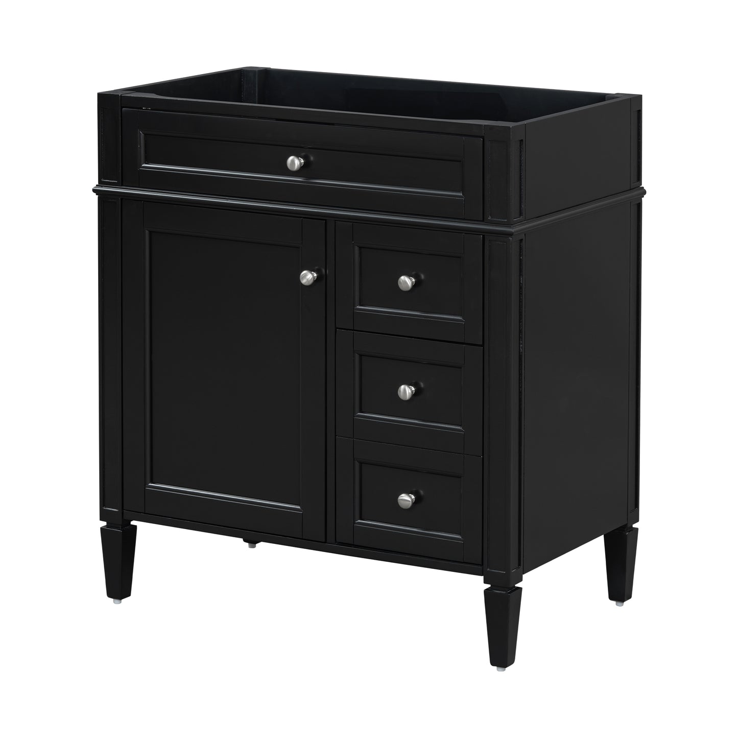 30'' Black Bathroom Vanity Cabinet with 2 Drawers and Tip-Out Drawer