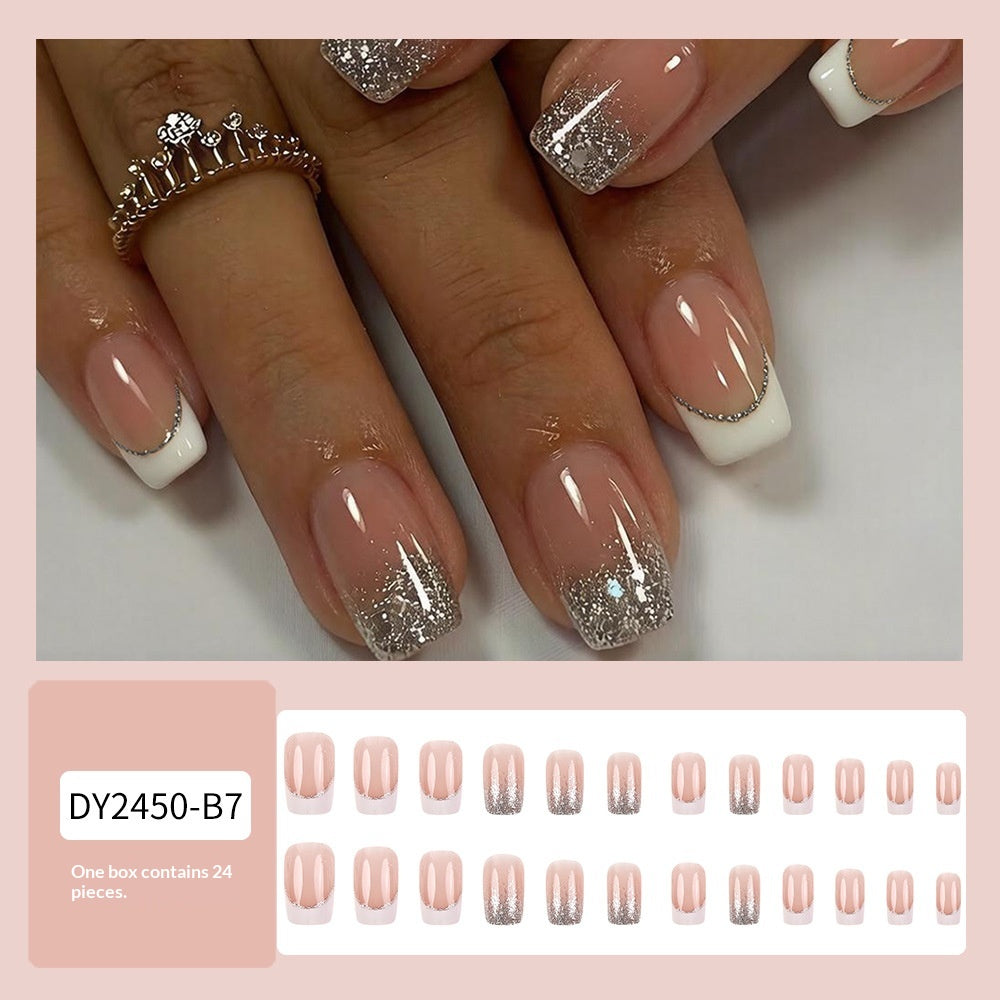 24-Piece Nail Art Kit with French Pressing Glitter Stickers, Gel & Nail File