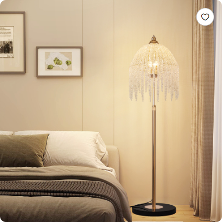 Gold 3-Light Crystal Waterfall Floor Lamp with Marble Base - Vintage Style