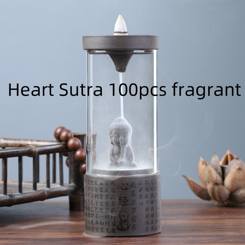 Ceramic Incense Burner for Backflow Smoke with Lotus Design - Home Fragrance Decor