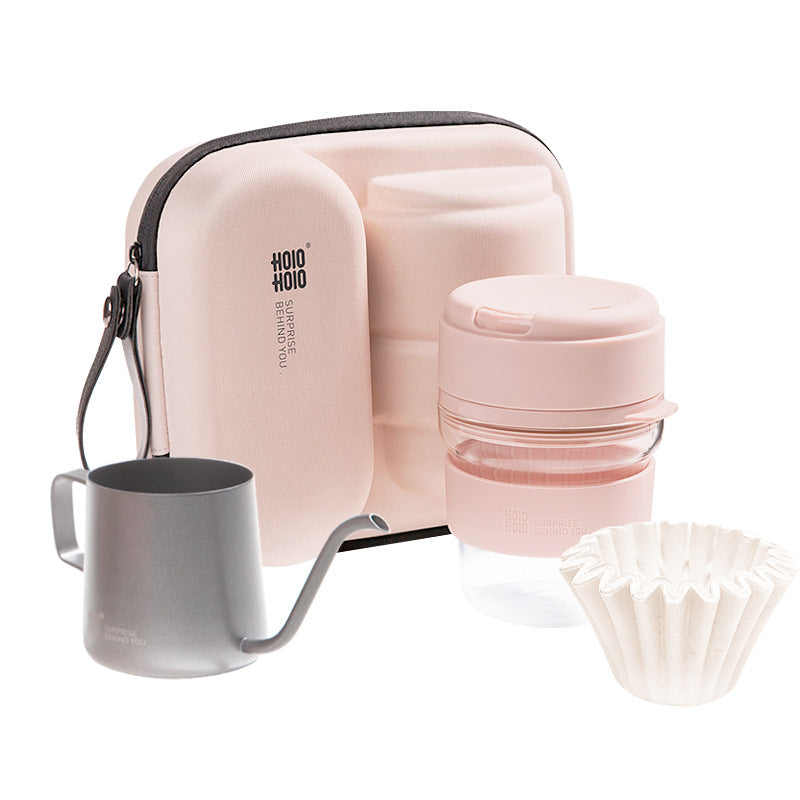 Portable Coffee Cup Set for Travel and Office - Heat-Resistant Glass & PP Material