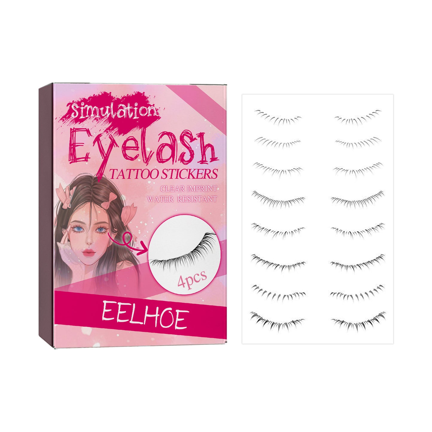 Personalized Eyelash Stickers Set - 4PCS Cosmetic Lash Accessories