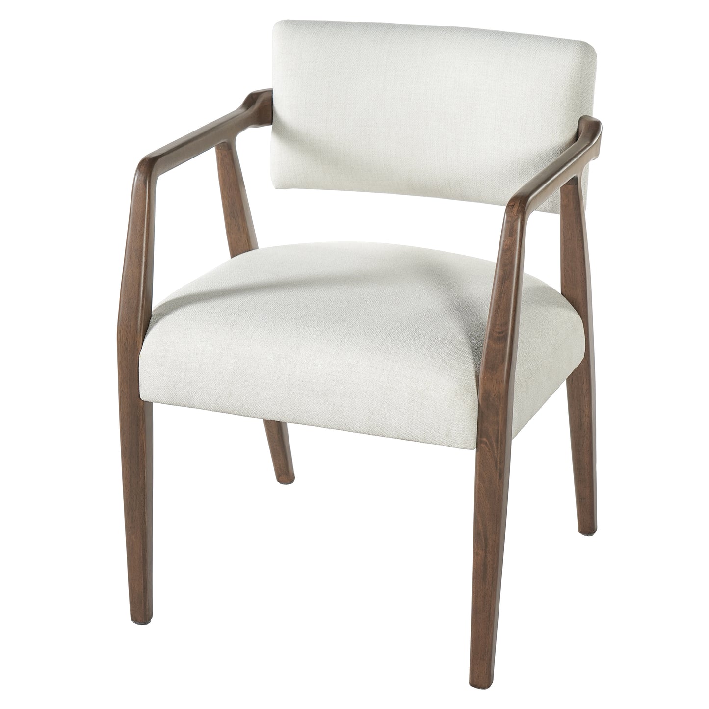 Mid-Century Upholstered Dining Armchair Set - Beige & Brown