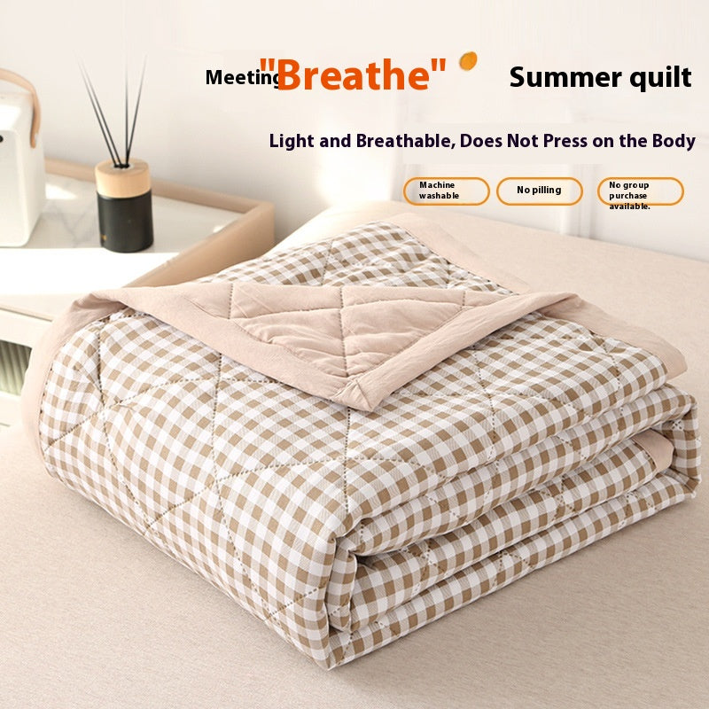 Washed Cotton Summer Quilt Blanket - Non-Printed, Lightweight, Multiple Sizes