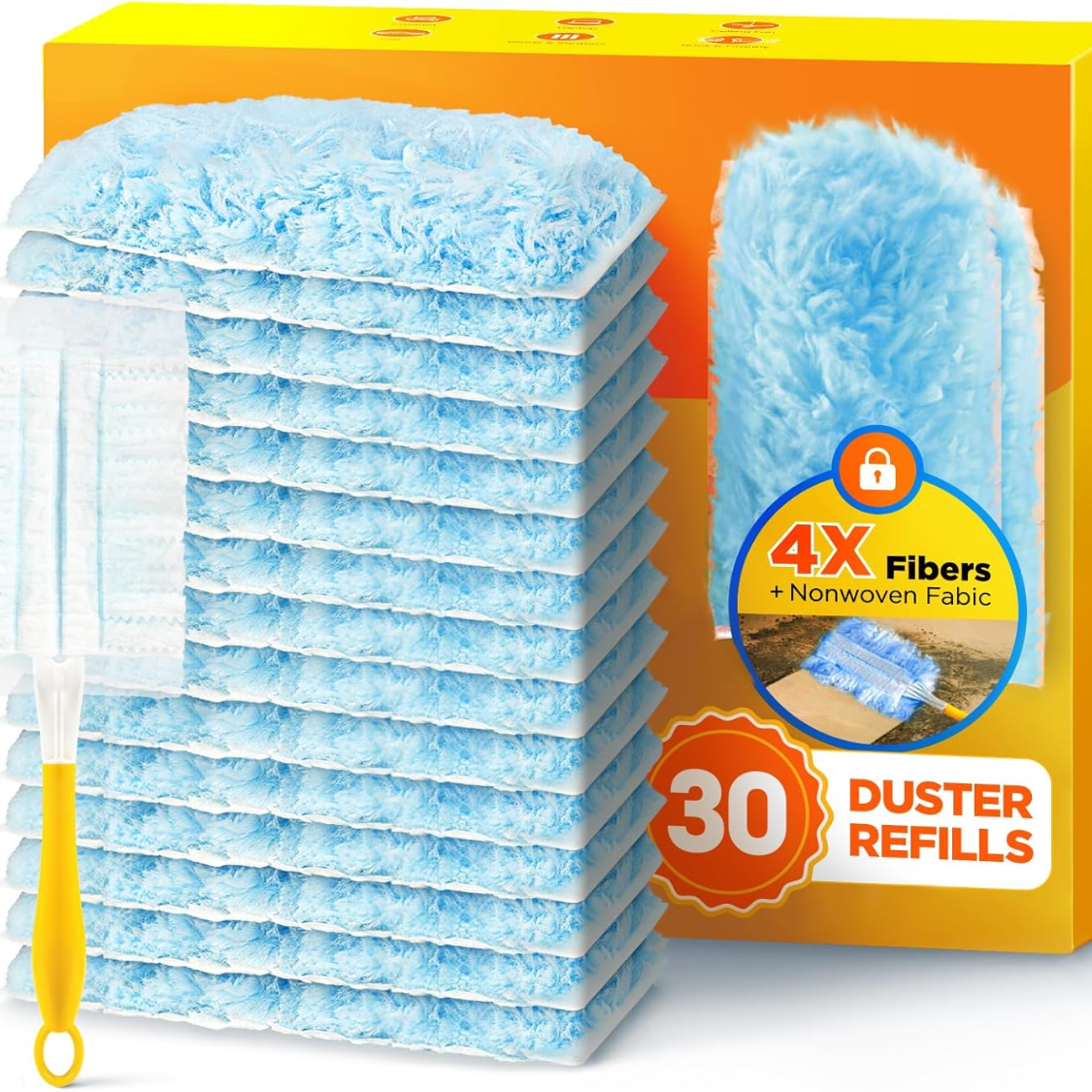 30 Count Microfiber Duster Refills for Swiffer - One-Sided, Unscented Home Cleaning