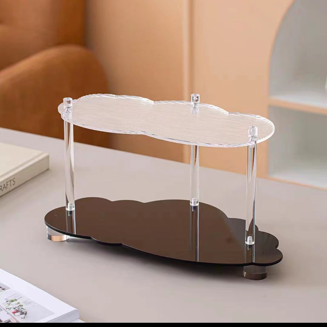 Wavy Acrylic Shelf with 3 Layers - Modern Dustproof Storage Rack for Living Room