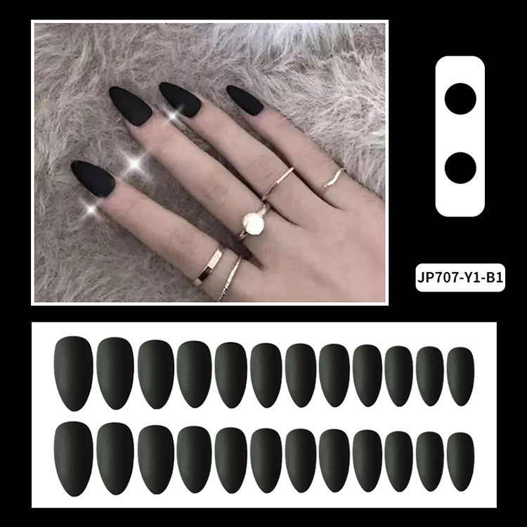 Women’s Solid Color Frosted Matte False Nails with Starry Sky Design