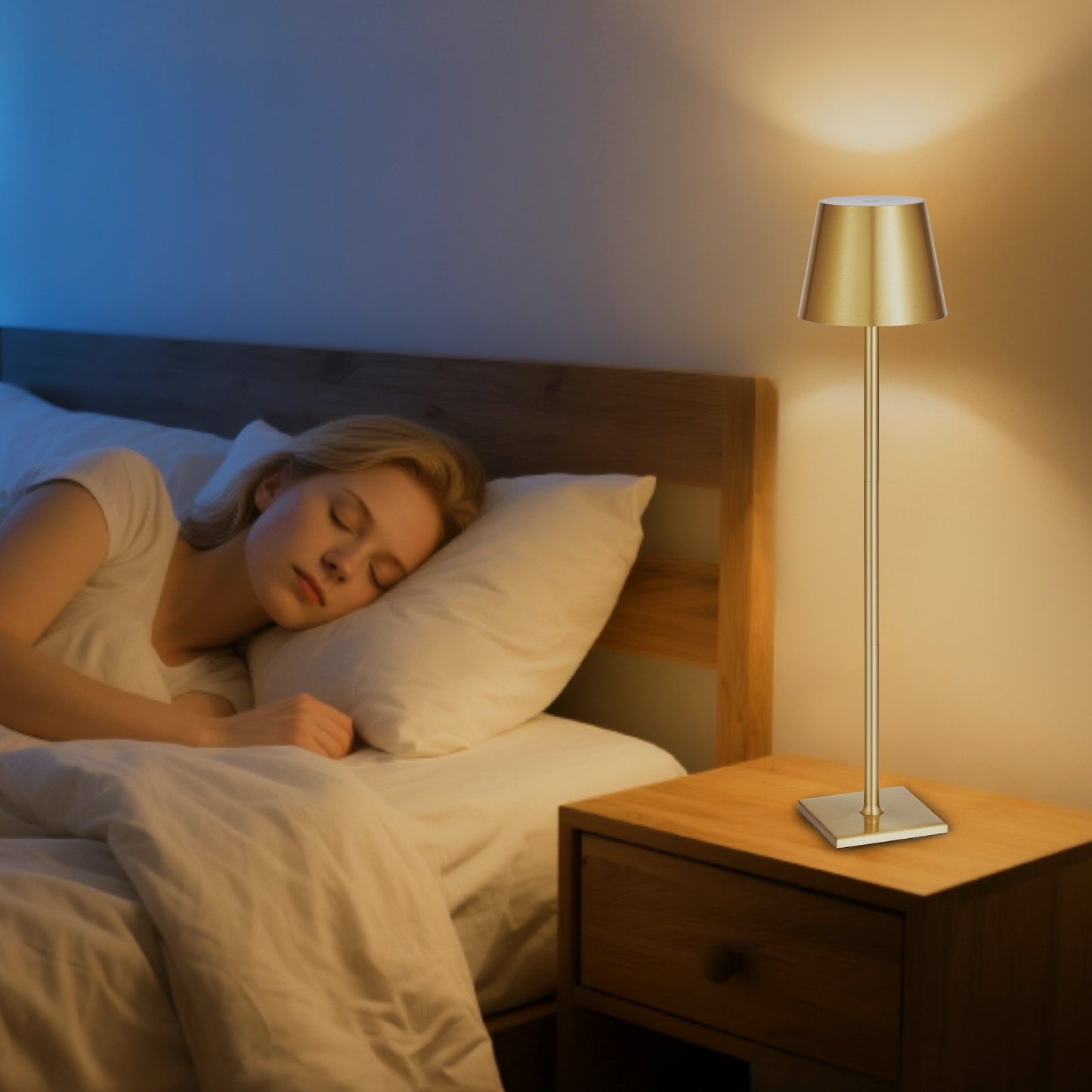 Rechargeable Cordless Table Lamp Set - Adjustable Height Gold, 2 Pack