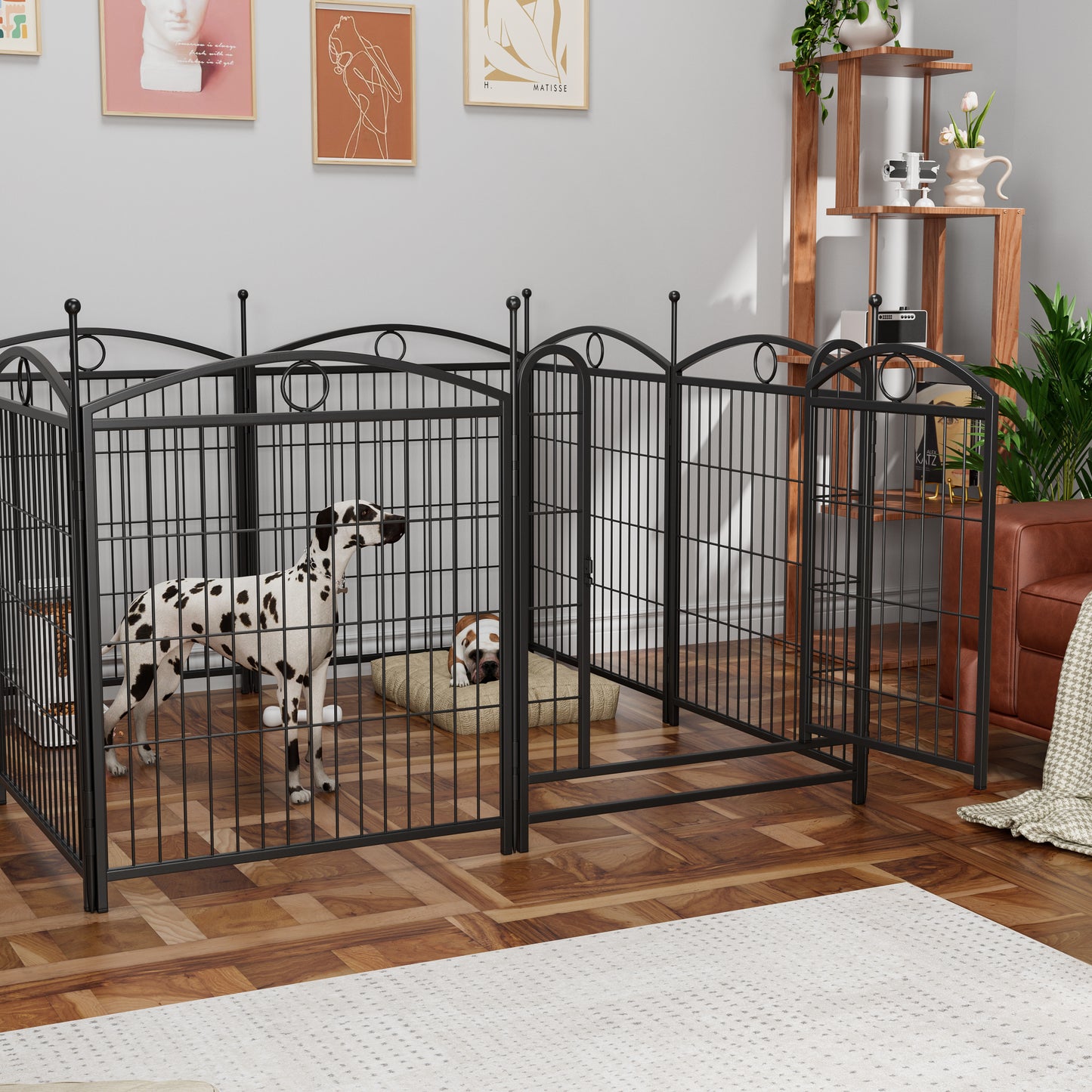 Indoor Outdoor 32 Inch Metal Dog Playpen with Doors - Heavy Duty Pet Fence