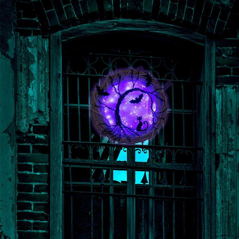 Luminous Entrance Corridor Cross Decoration - Simulation Wreath 37cm