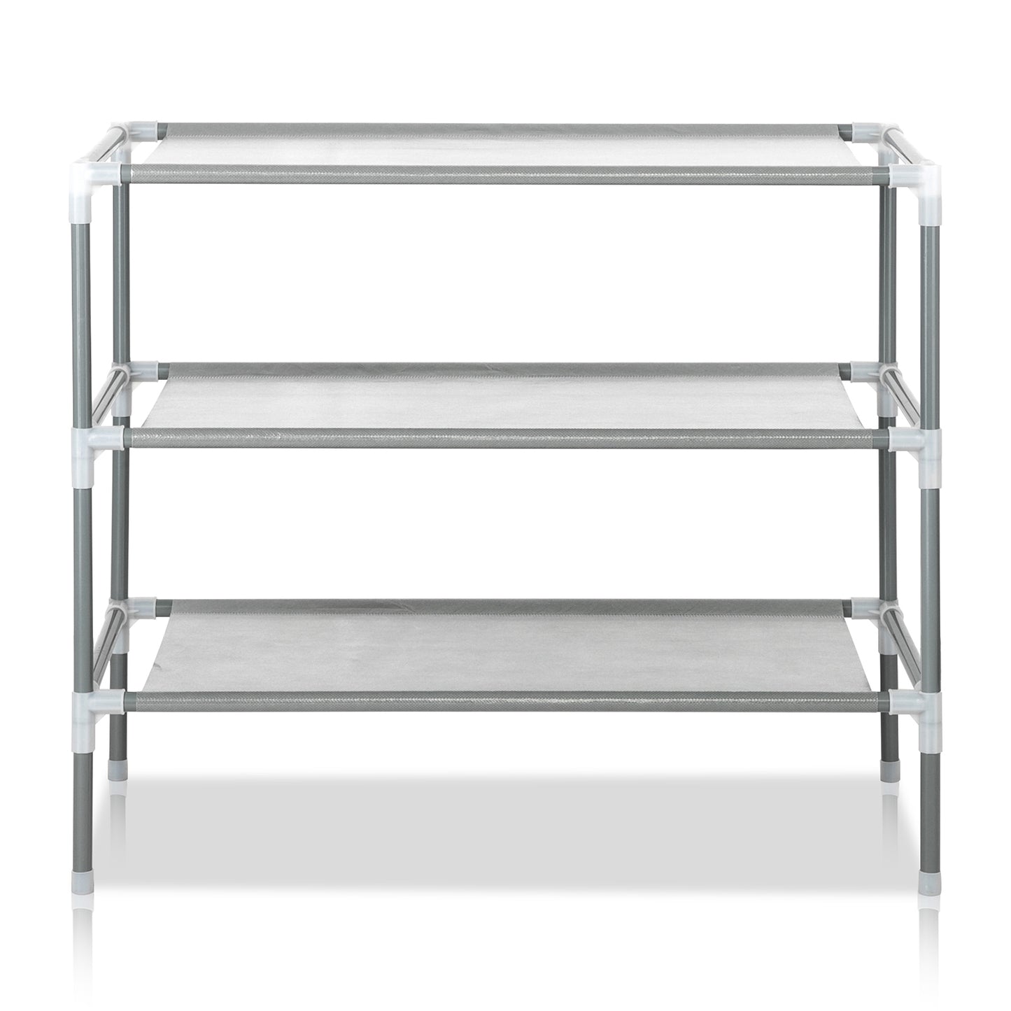 3-Tier Stackable Shoe Rack - Non-Woven Fabric & Steel - Gray