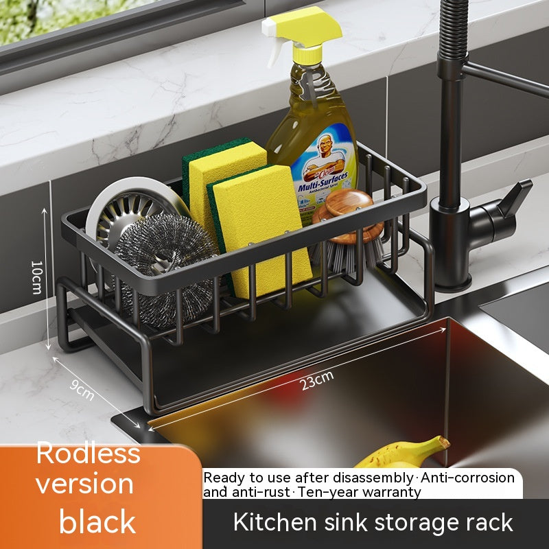 Multifunctional Kitchen Sink Drainage Basket Shelf - Black, Gray & White