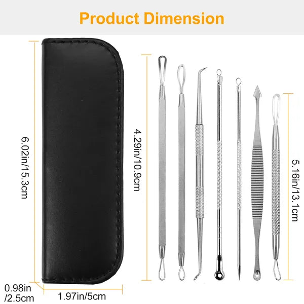 7-Piece Blackhead Remover Kit - Stainless Steel Pimple & Acne Extractor