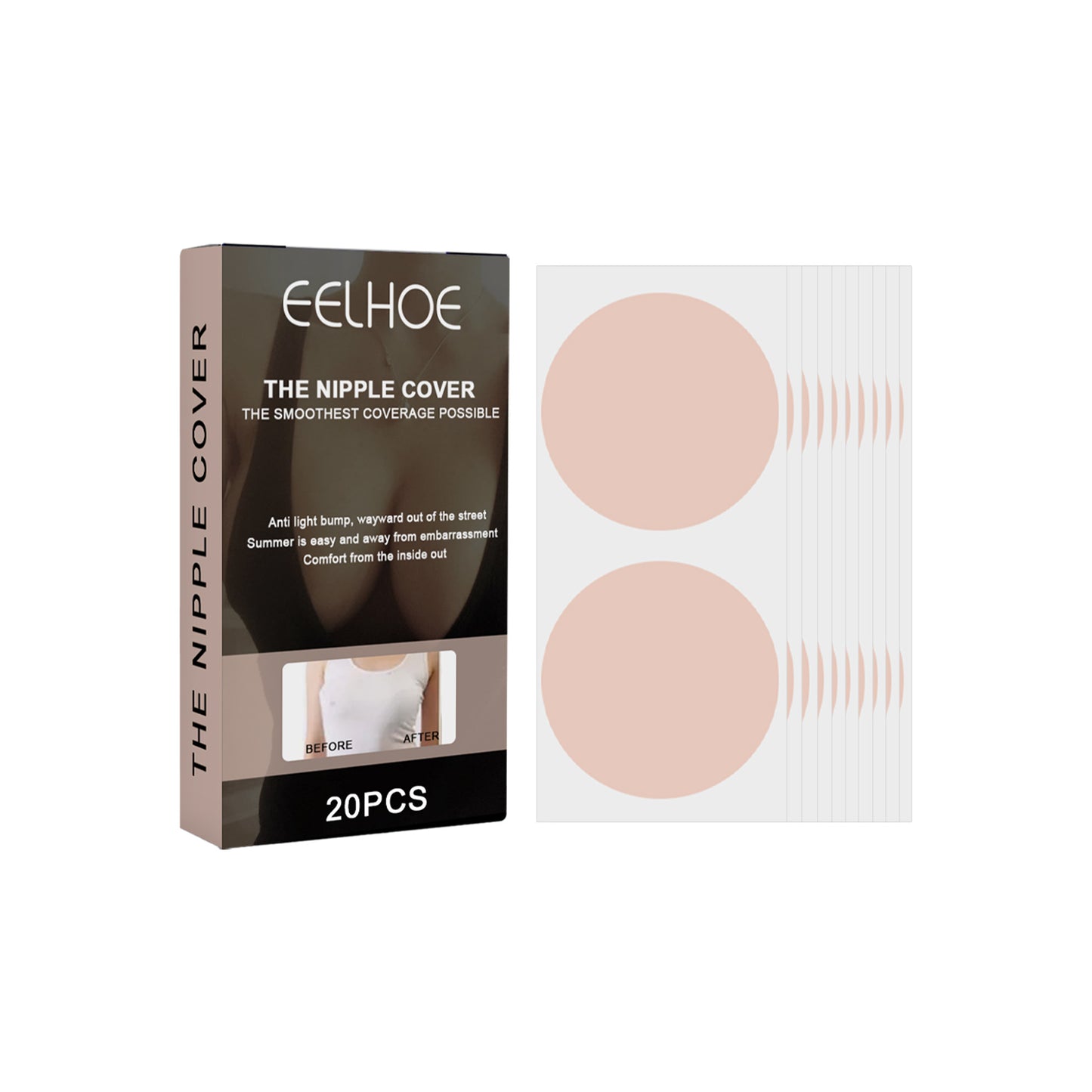 Invisible Nipple Concealer Tape - 20 Piece Breathable Breast Covers