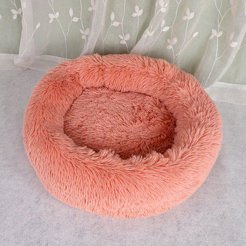 Round Plush Dog Bed for Small to Large Pets - Keeps Warm in Autumn and Winter