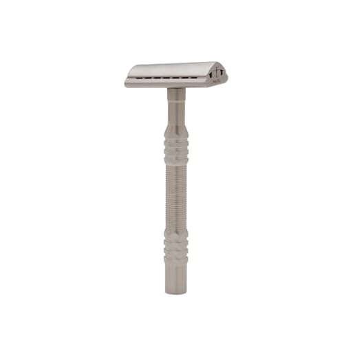 PEARL Premium Shaving Double Edge Safety Razor for Men- Semi Slant Stainless Steel | Triple Plating, Gift Kit | Efficient & Gentle Shave for Thick, Wiry Hair Sensitive Skin | L-65 Semi Slant DE Razor