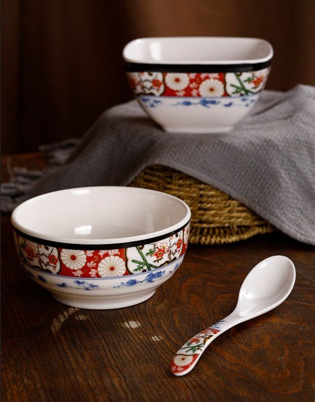 Japanese Cow-Shaped Porcelain Bowl Set for Kitchen & Dining