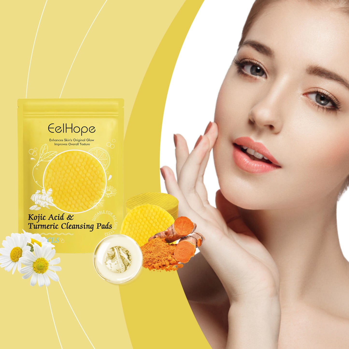Turmeric Acid Facial Cleansing Pads - Gentle Exfoliating Skin Care (40 Count)