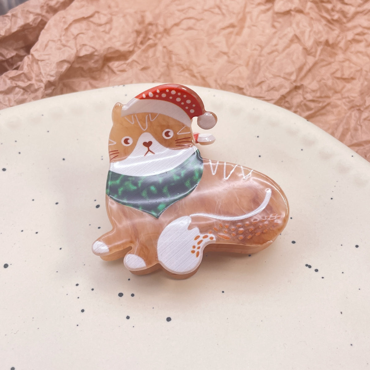 Cat Christmas Acrylic Hair Barrettes