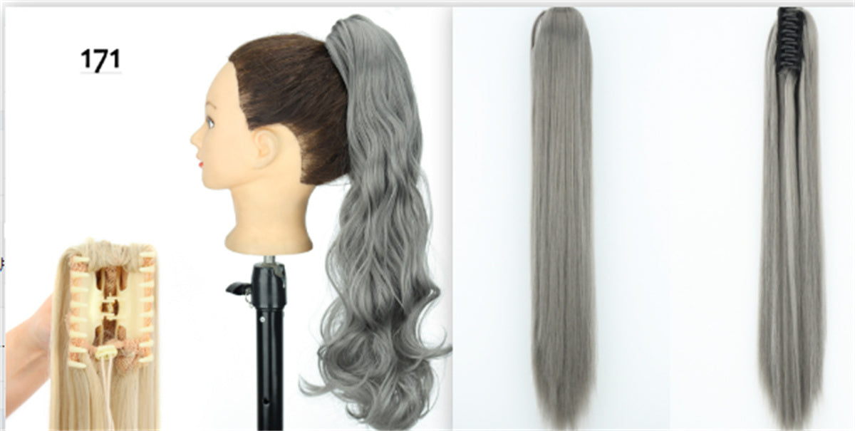 Long Straight Synthetic Wig with Ponytail Claw Clip - Chemical Fiber Hair Extension