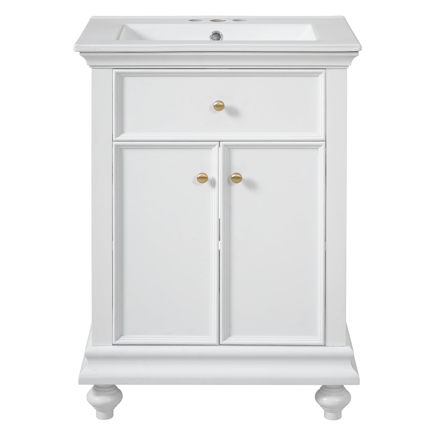 24" Modern Bathroom Vanity with Tip-Out Drawer - White