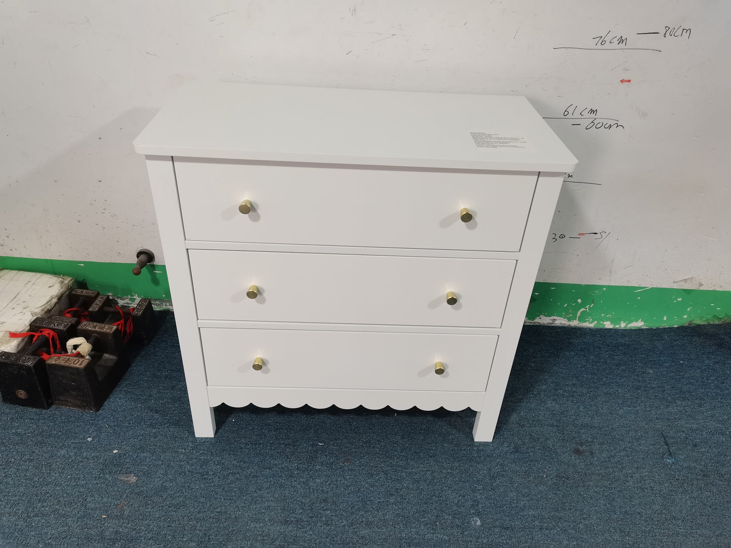 White 3 Drawer Dresser - Modern MDF Storage Cabinet